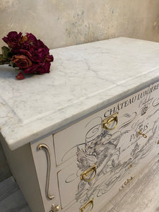 White Marble Top Chest of Drawers - Revivals